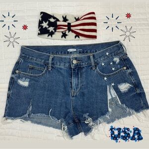 Sexy Cutoff Boyfriend Star Embroidered Denim Old navy Shorts blue size 6